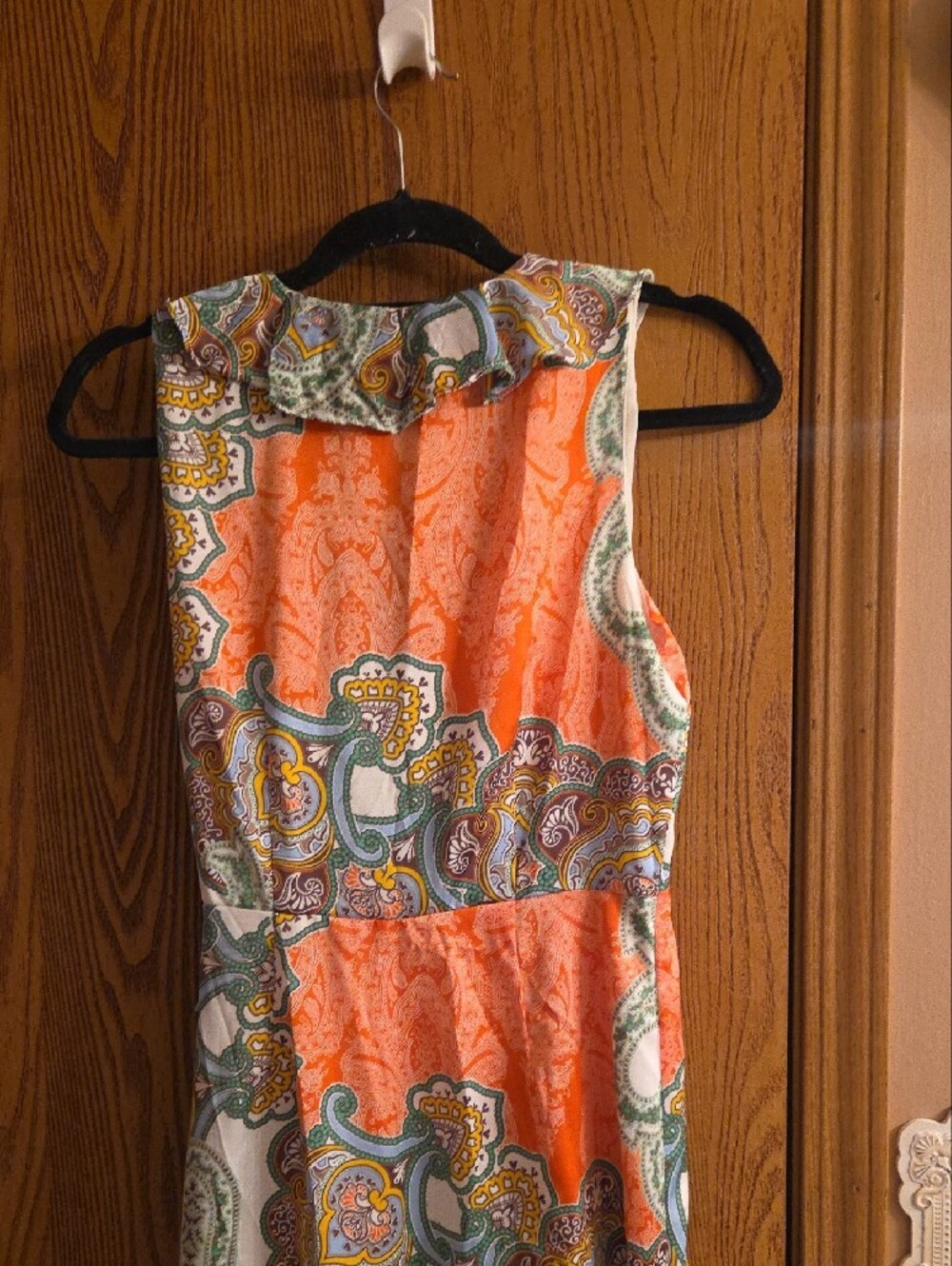 Tommy Hilfiger Orange, Green & Cream Paisley Wrap Midi Dress - Picture 5 of 7